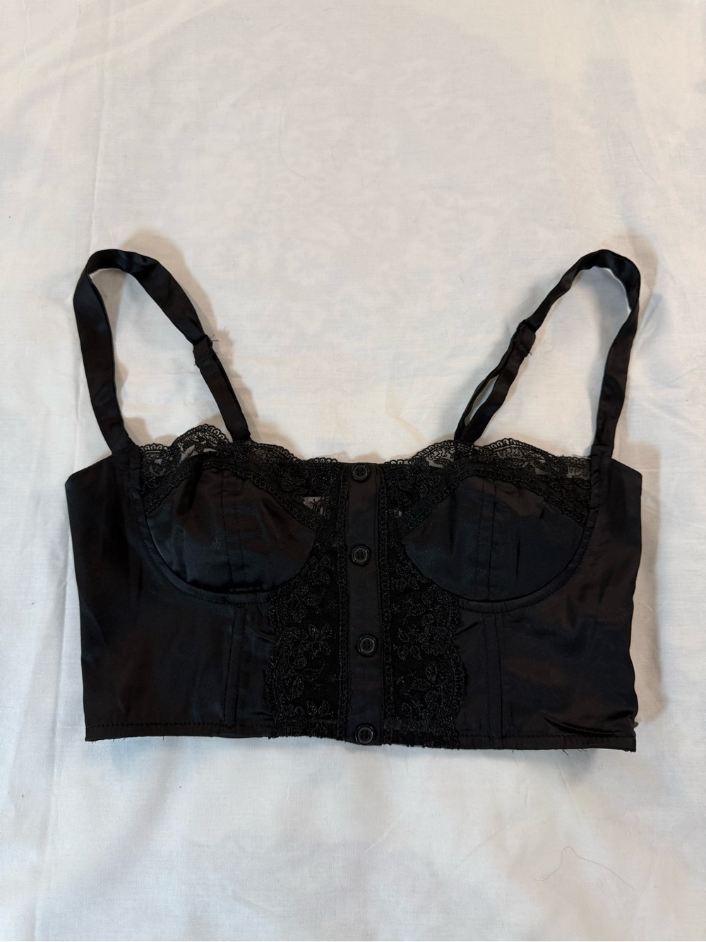 Princess Polly Black Lace-Trim Bustier Crop Top - size 36